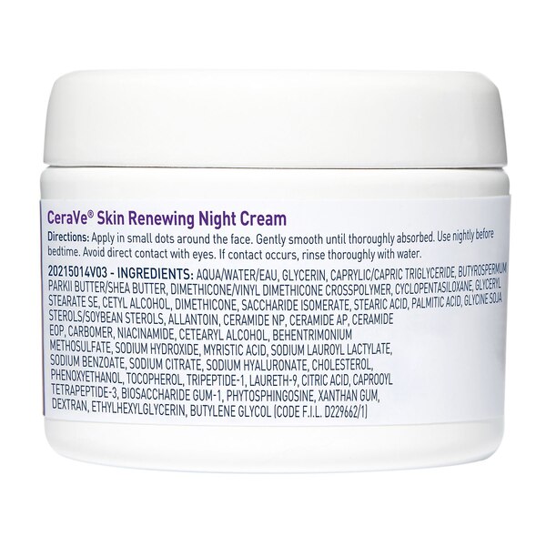 CeraVe Skin Renewing Nighttime Face Cream; Normal to Dry Skin with Niacinamide, Peptides & Hyaluronic Acid, 1.7 OZ