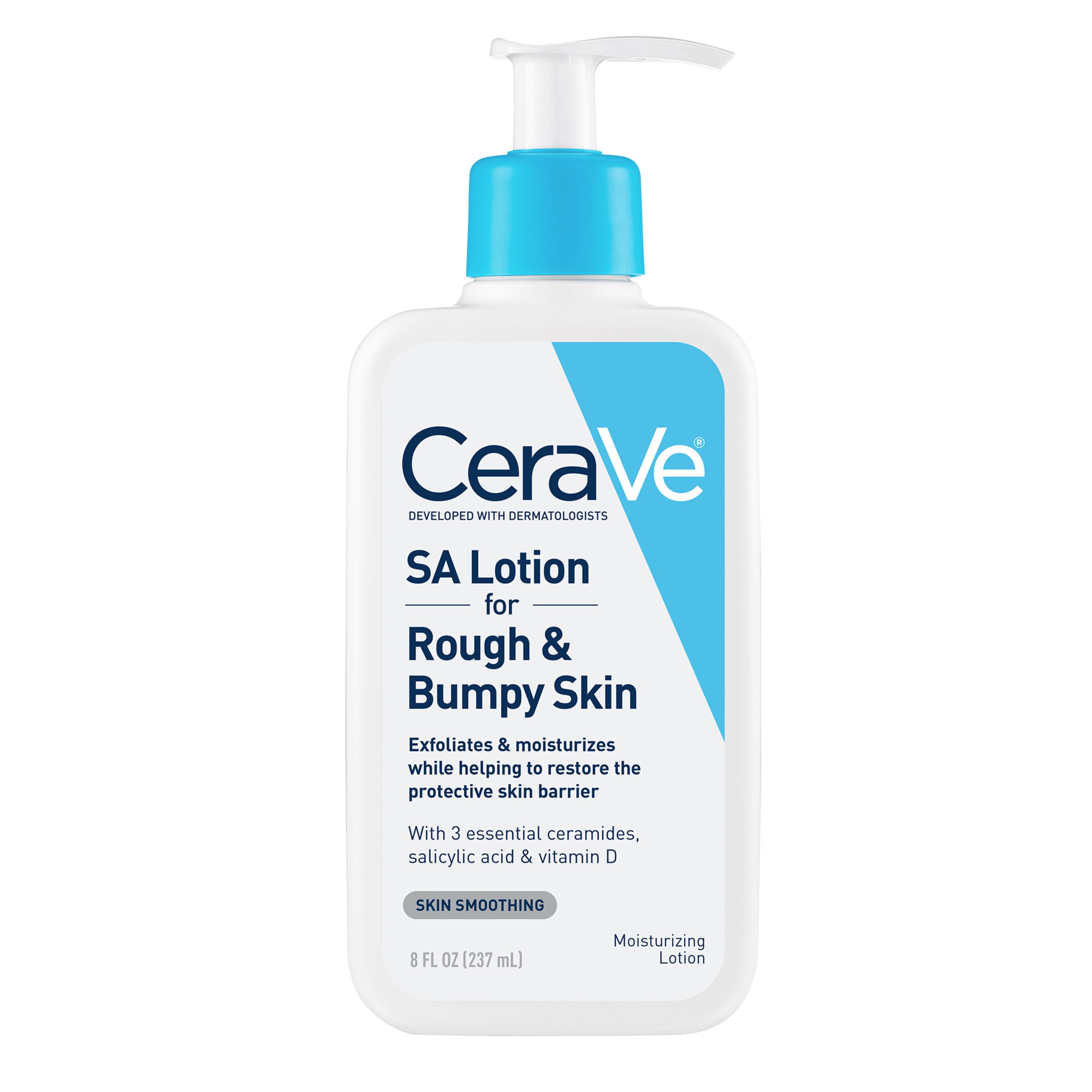 CeraVe SA Lotion for Rough & Bumpy Skin, Smoothing Lotion with Vitamin D, Hyaluronic Acid, Lactic Acid & Salicylic Acid, 8 oz