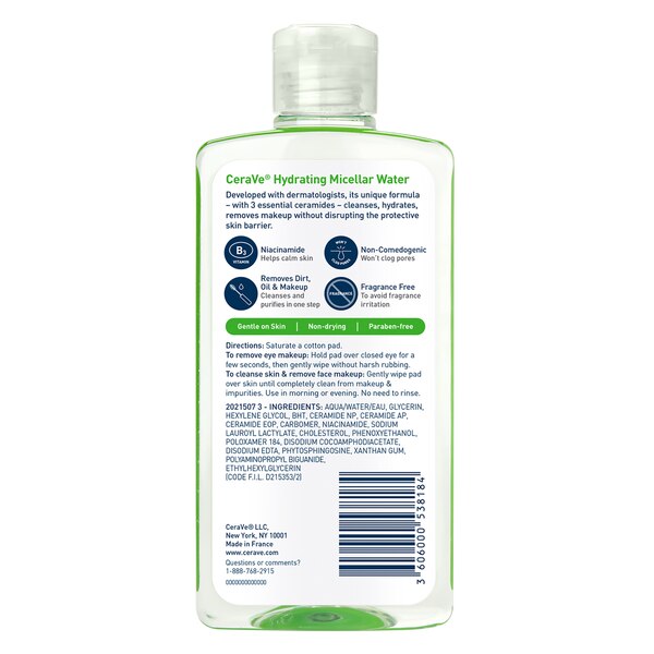 CeraVe Hydrating Micellar Cleansing Water, Ultra-Gentle, 10 OZ