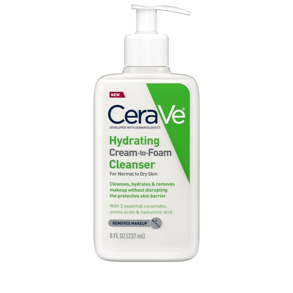 CeraVe Hydrating Cream-to-Foam Facial Cleanser with Hyaluronic Acid
