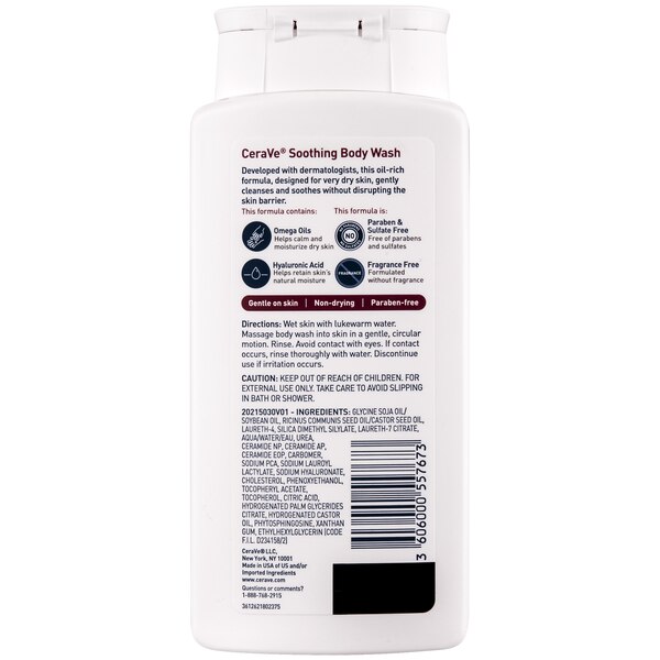 CeraVe Soothing Body Wash for Dry Skin and Eczema, 10 oz