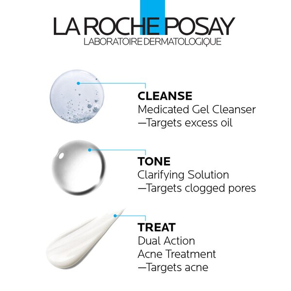 La Roche-Posay Effaclar Acne Treatment System, Salicylic Acid , Refining Toner, and Benzoyl Peroxide; for Sensitive Skin