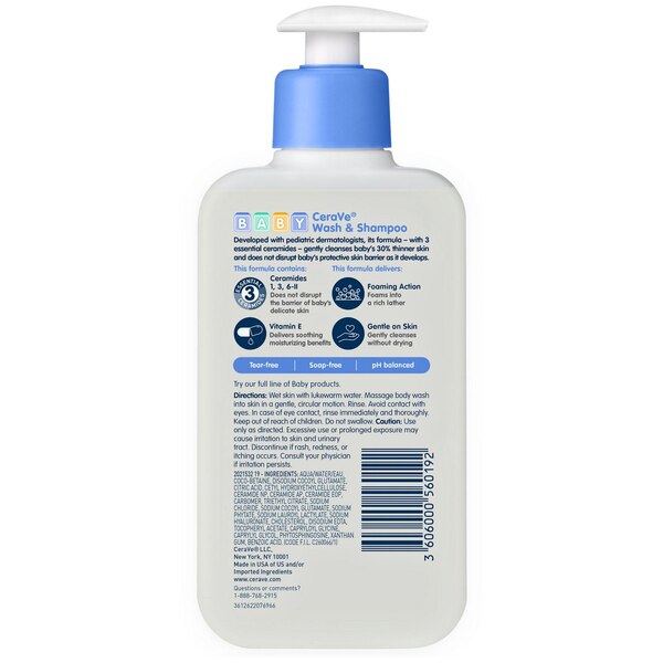 CeraVe Baby Wash and Shampoo, Gently Cleanses Baby's Skin