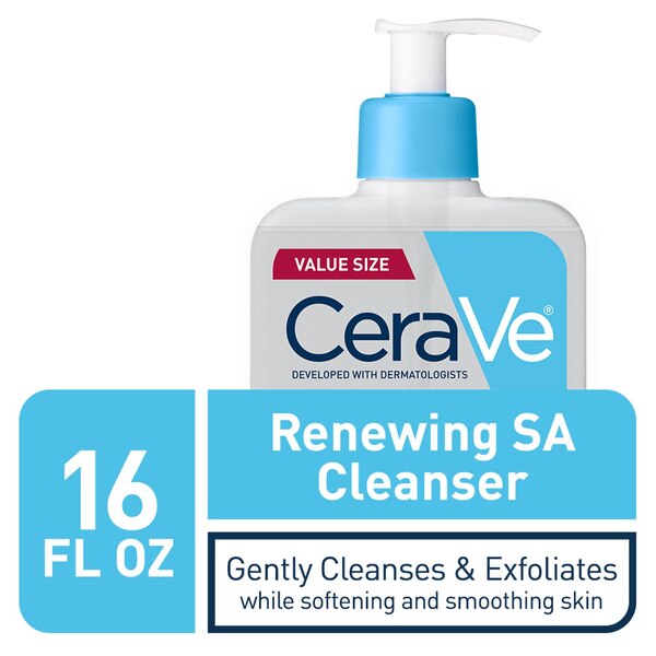 CeraVe Face Renewing SA Cleanser, Salicylic and Hyaluronic Acid, Niacinamide & Ceramides