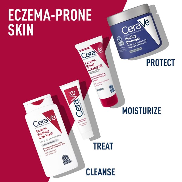 Cerave Eczema Relief Creamy Oil, Lightweight Body Moisturizing Lotion for Eczema Skin with Colloidal Oatmeal, 3.4 oz