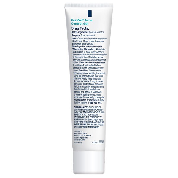 CeraVe Salicylic Acid Acne Treatment Gel for Face with AHA Glycolic and Lactic Acid