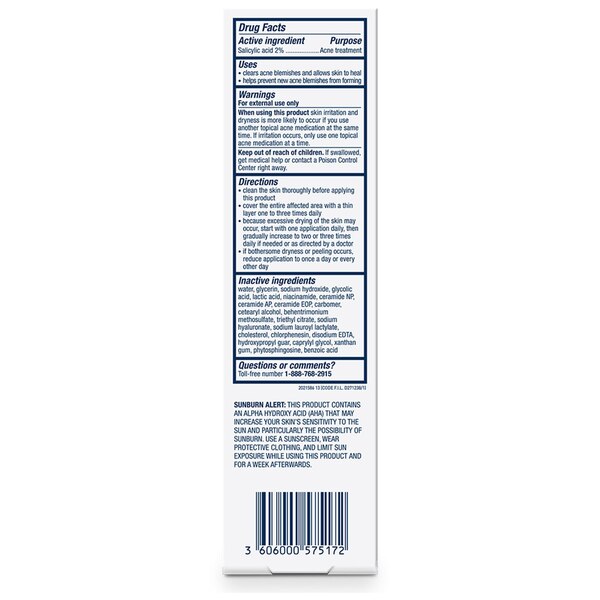 CeraVe Salicylic Acid Acne Treatment Gel for Face with AHA Glycolic and Lactic Acid