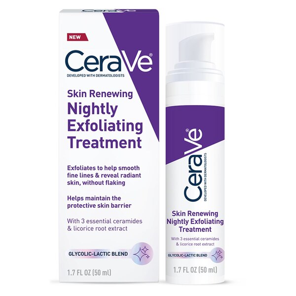 CeraVe Skin Renewing Glycolic Nightly Exfoliating Treatment, 1.7 OZ
