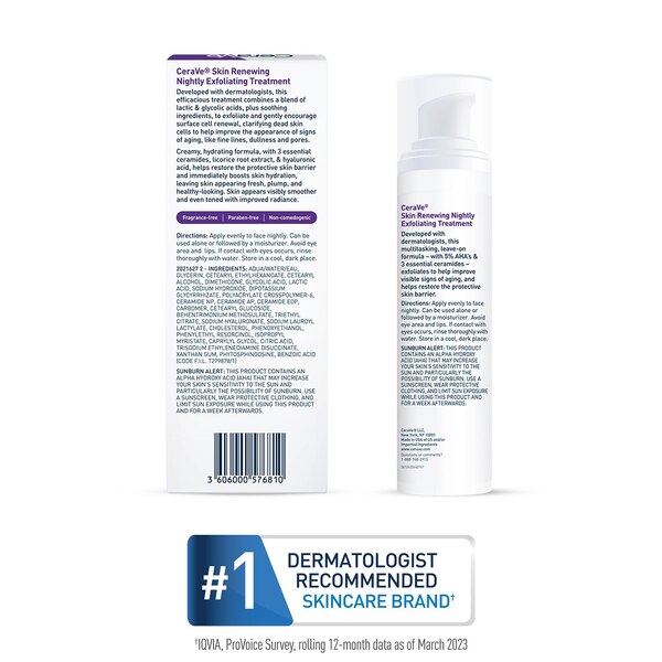 CeraVe Skin Renewing Glycolic Nightly Exfoliating Treatment, 1.7 OZ