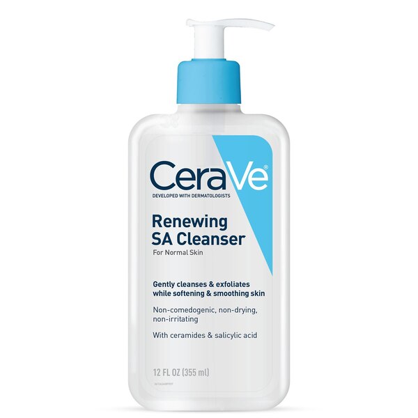 CeraVe Renewing SA Cleanser, Gentle Exfoliating Face Wash With Salicylic Acid For Rough And Bumpy Skin