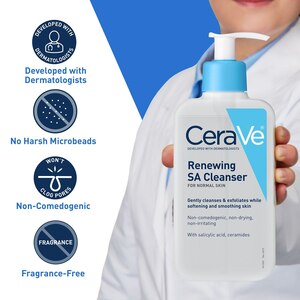 CeraVe Renewing SA Cleanser, Gentle Exfoliating Face Wash With Salicylic Acid For Rough And Bumpy Skin