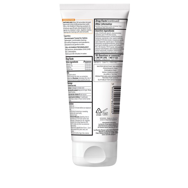 La Roche-Posay Water Resistant Kids Gentle Lotion Sunscreen SPF 50 for Face and Body