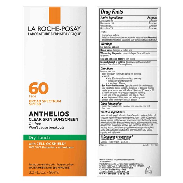 La Roche-Posay Anthelios Clear Skin Sunscreen, SPF 60