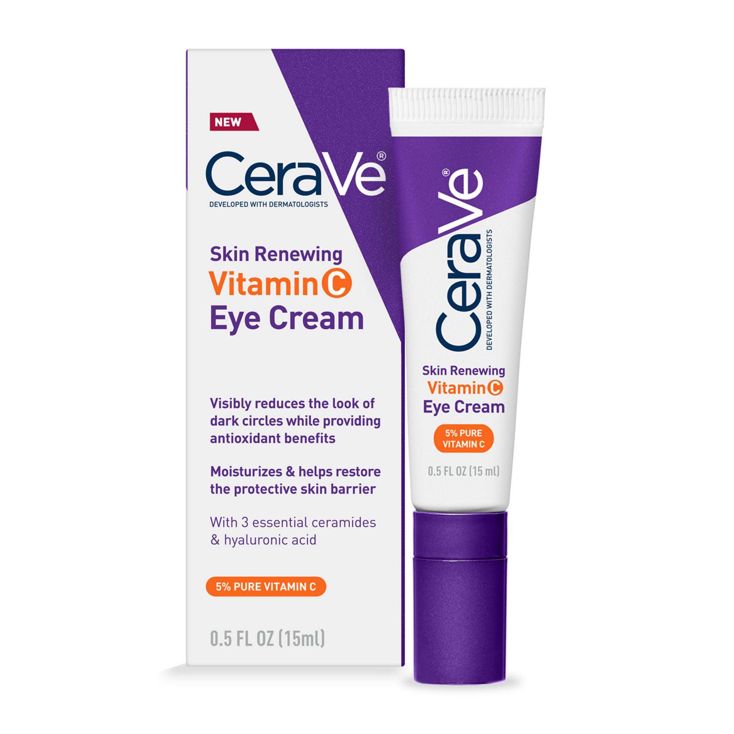 CeraVe Vitamin C Eye Cream with Hyaluronic Acid 5% Vitamin C, .5 OZ