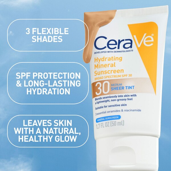 CeraVe Hydrating Sunscreen Sheer Tint Lotion, Light