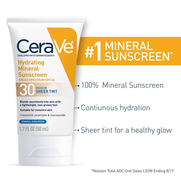 CeraVe Hydrating Sunscreen Sheer Tint Lotion, Deep