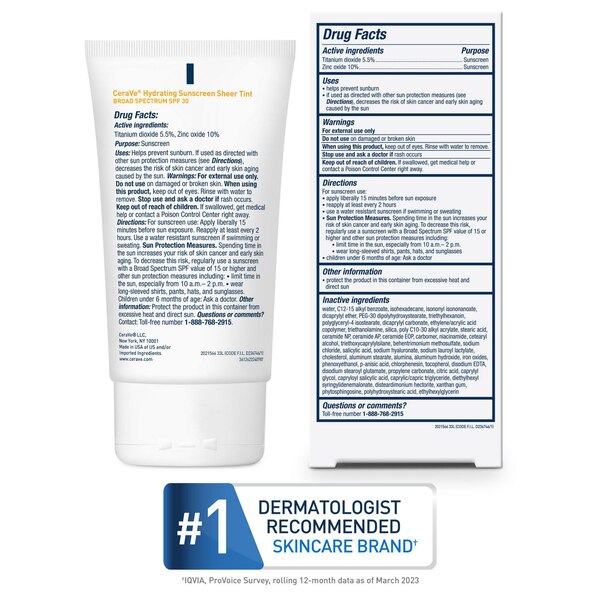 CeraVe Hydrating Sunscreen Sheer Tint Lotion, Deep