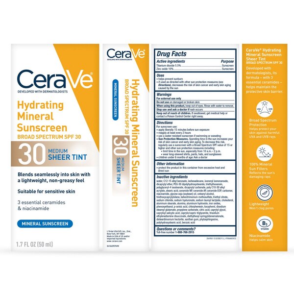 CeraVe Hydrating Sunscreen Sheer Tint Lotion, Deep
