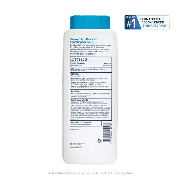 CeraVe Anti-Dandruff Hydrating Shampoo, 12 OZ