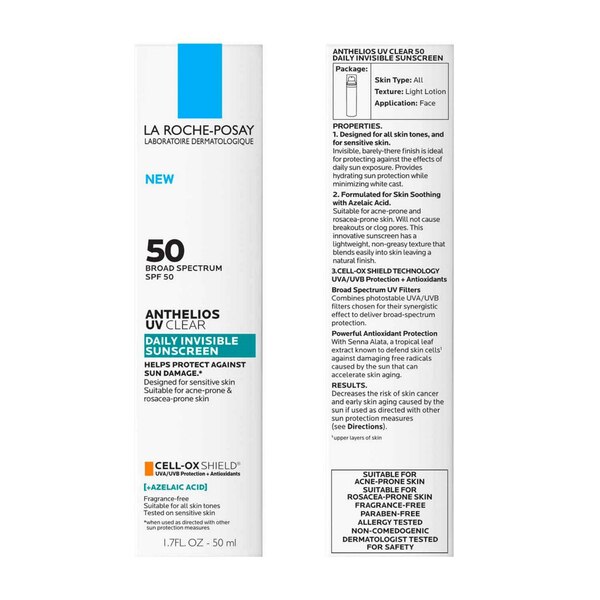 La Roche-Posay Anthelios UV Clear Daily Invisible Sunscreen, SPF 50
