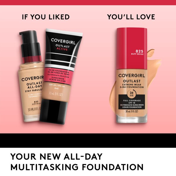 CoverGirl Outlast Extreme Wear 3-in-1 Full Coverage Liquid Foundation with SPF 18 Sunscreen
