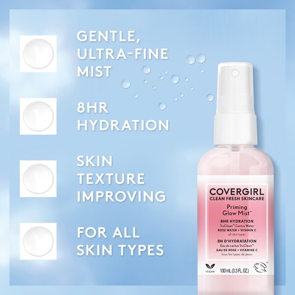 CoverGirl Clean Fresh Skincare Priming Glow Mist, 3.38 OZ
