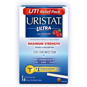 URISTAT UTI Relief Pak, Test For Infection + Pain Relief, 1 Strip, 12 CT