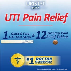 URISTAT UTI Relief Pak, Test For Infection + Pain Relief, 1 Strip, 12 CT