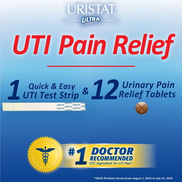 URISTAT UTI Relief Pak, Test For Infection + Pain Relief, 1 Strip, 12 CT