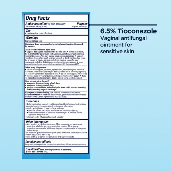 MONISTAT 1-Dose Yeast Infection Treatment, Prefilled Tioconazole Ointment Applicator