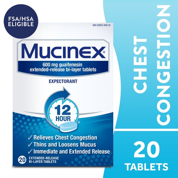 Mucinex 12HR Cough & Chest Congestion Expectorant Relief Tablets