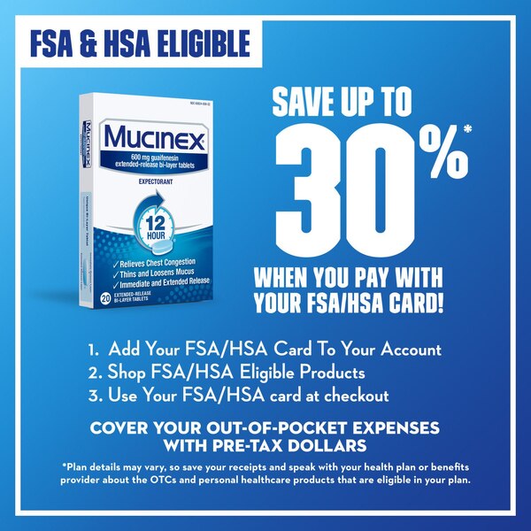 Mucinex 12HR Cough & Chest Congestion Expectorant Relief Tablets