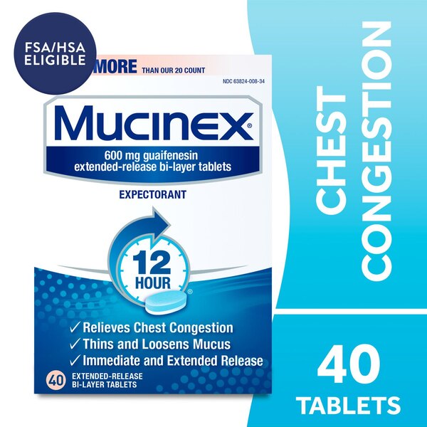 Mucinex 12HR Cough & Chest Congestion Expectorant Relief Tablets