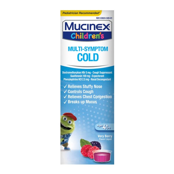 Children's Mucinex Multi-Symptom Cold Relief Liquid, Very Berry, 4 FL OZ