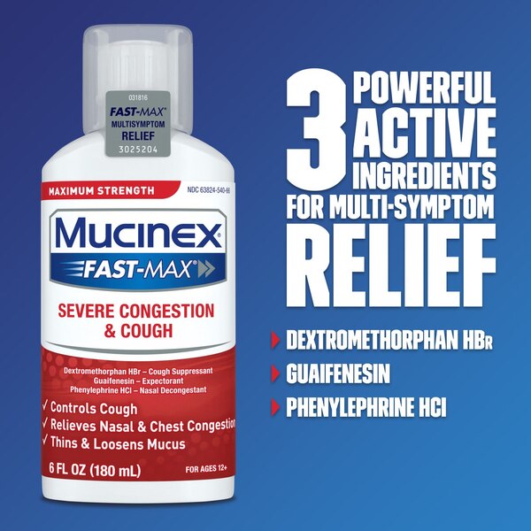 Mucinex Fast-Max - Jarabe para la tos y congestión grave, para adultos, 6 oz