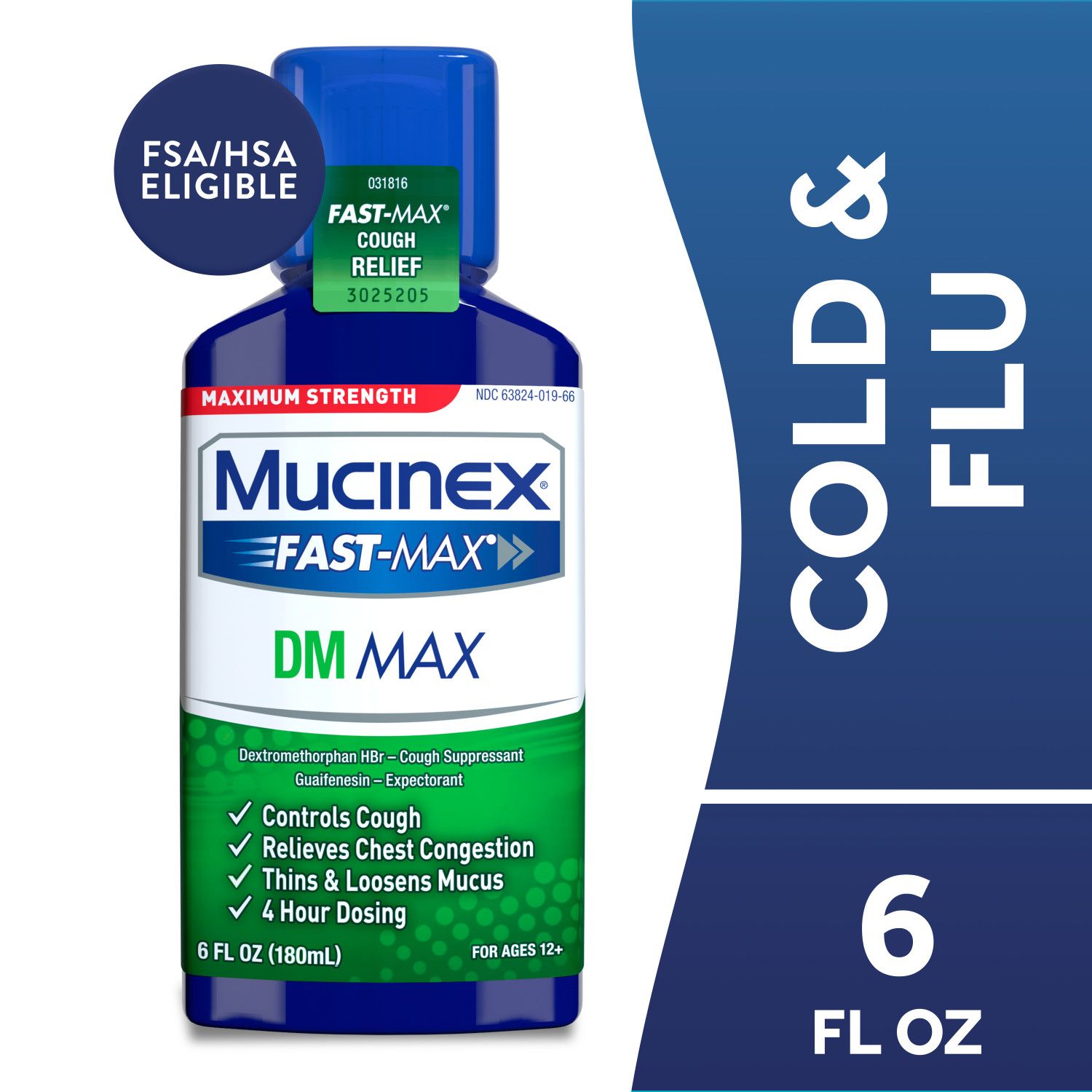 Mucinex Fast-Max Adult DM Expectorant and Cough Suppressant Liquid, 6 OZ