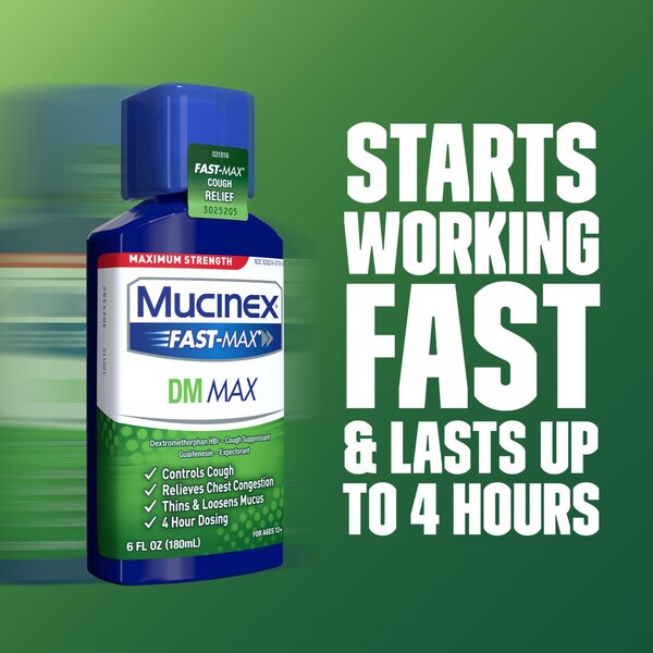 Mucinex Fast-Max Adult DM Expectorant and Cough Suppressant Liquid, 6 OZ
