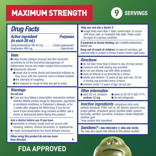 Mucinex Fast-Max Adult DM Expectorant and Cough Suppressant Liquid, 6 OZ
