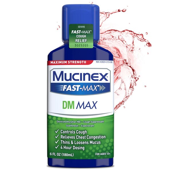 Mucinex Fast-Max Adult DM Expectorant and Cough Suppressant Liquid, 6 OZ
