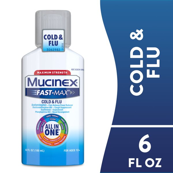 Mucinex Fast-Max - Jarabe para el resfrío grave, para adultos, 6 oz