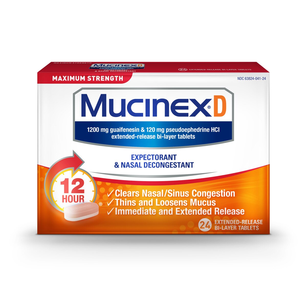 Mucinex D Maximum Strength Expectorant and Nasal Decongestant Tablets, 24 CT