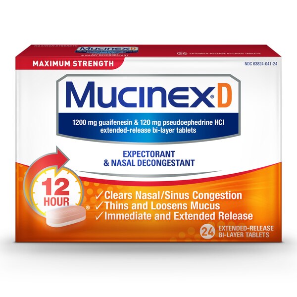 Mucinex D Maximum Strength Expectorant & Nasal Decongestant Tablets, 24 CT