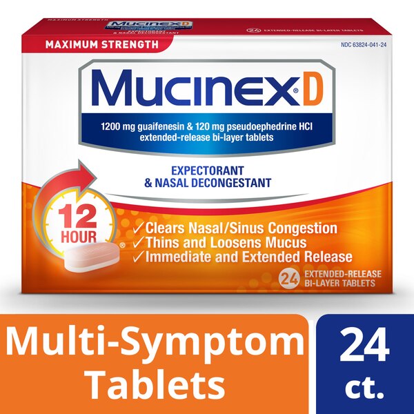 Mucinex D Maximum Strength Expectorant & Nasal Decongestant Tablets, 24 CT