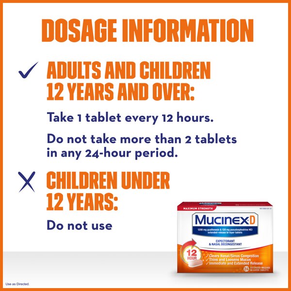 Mucinex D Maximum Strength Expectorant & Nasal Decongestant Tablets, 24 CT