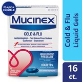 Mucinex Cold & Flu High Blood Pressure Liquid Gels, 16 CT, thumbnail image