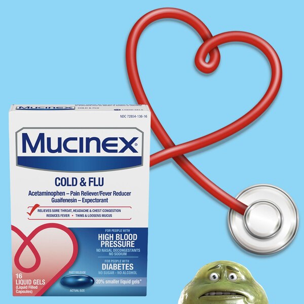 Mucinex Cold & Flu High Blood Pressure Liquid Gels, 16 CT