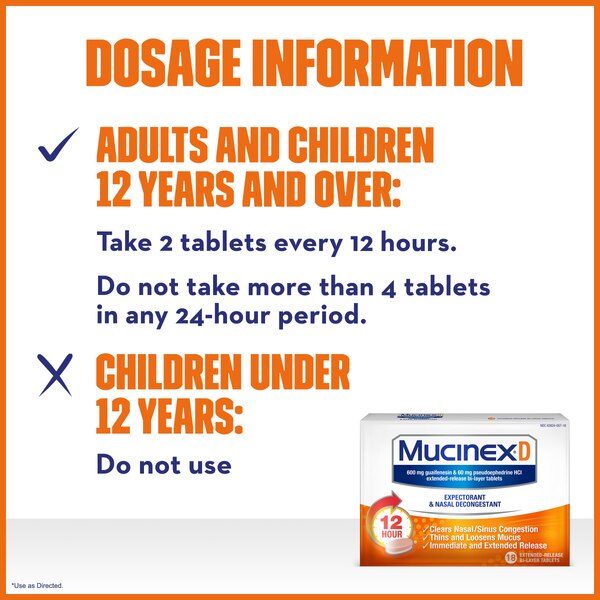 Mucinex D Expectorant and Nasal Decongestant Tablets