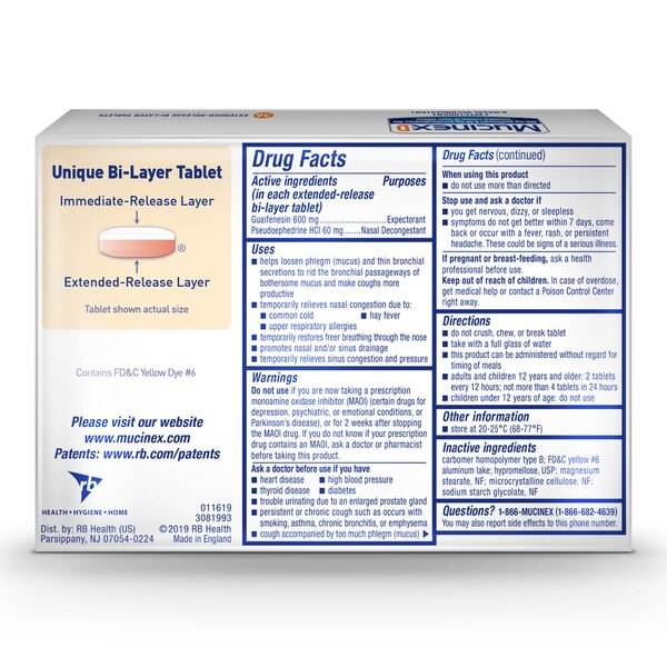 Mucinex D Expectorant and Nasal Decongestant Tablets