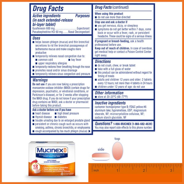 Mucinex D Expectorant and Nasal Decongestant Tablets