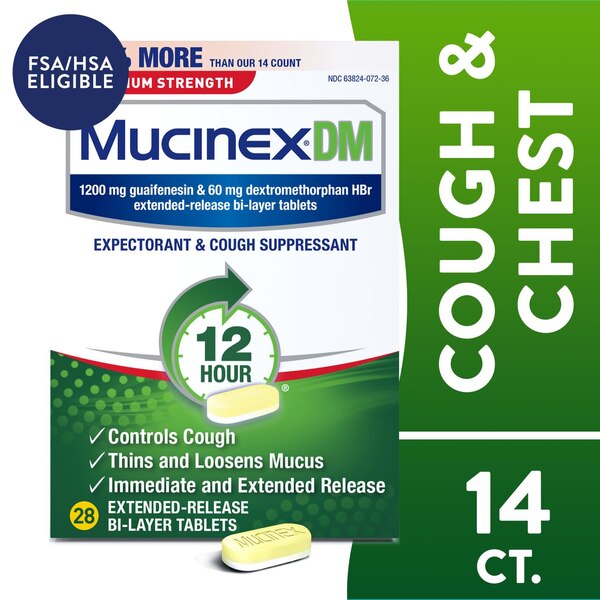 Mucinex DM Maximum Strength 12HR Expectorant and Cough Suppressant Tablets
